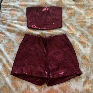 Burgundy Sequin 2 Piece outfit